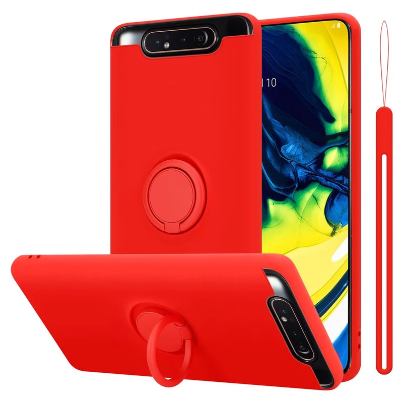 Cadorabo Hülle kompatibel mit Samsung Galaxy A80 / A90 4G Schutzhülle aus flexiblem TPU Silikon mit Ring
