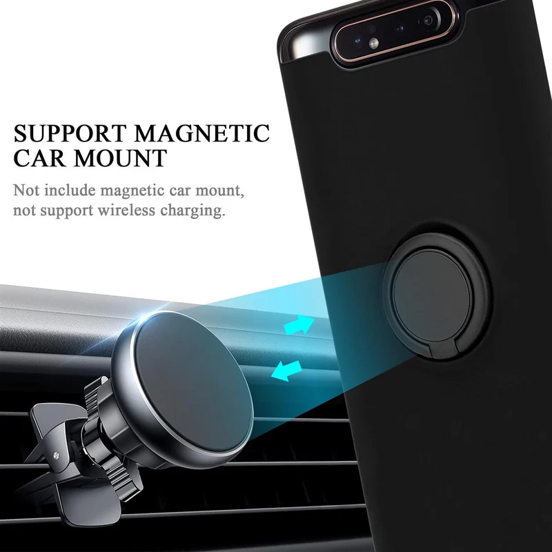 Cadorabo Hülle kompatibel mit Samsung Galaxy A80 / A90 4G Schutzhülle aus flexiblem TPU Silikon mit Ring