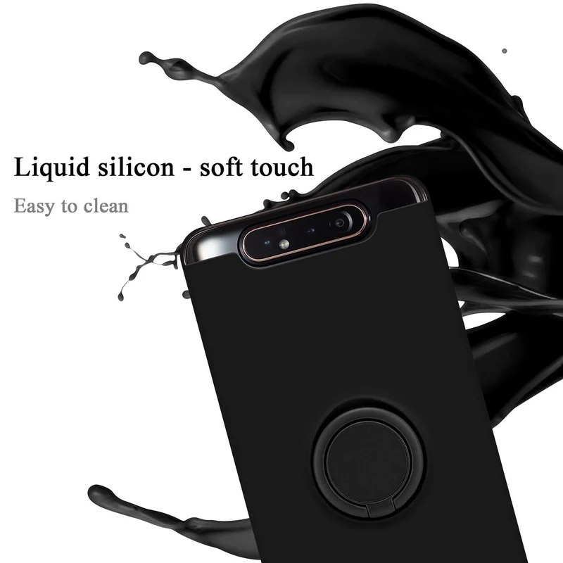 Cadorabo Hülle kompatibel mit Samsung Galaxy A80 / A90 4G Schutzhülle aus flexiblem TPU Silikon mit Ring