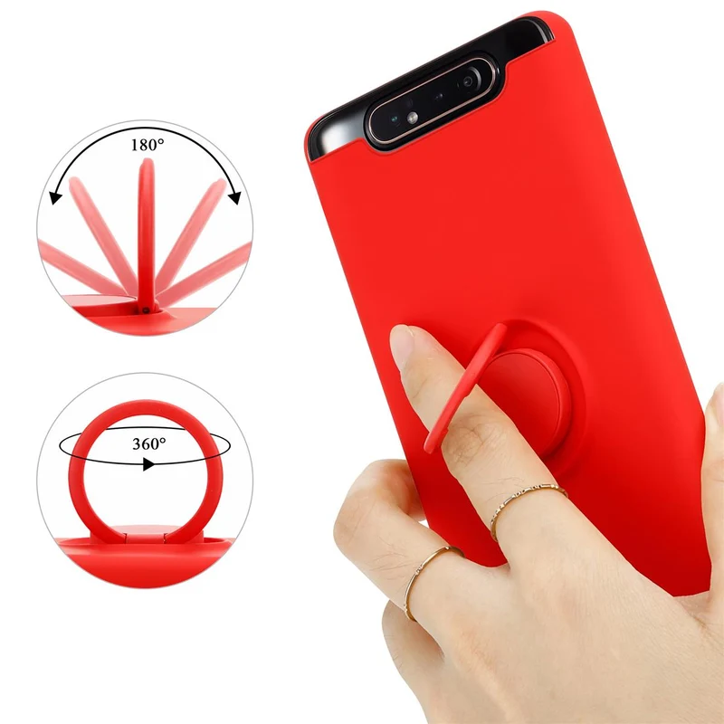 Cadorabo Hülle kompatibel mit Samsung Galaxy A80 / A90 4G Schutzhülle aus flexiblem TPU Silikon mit Ring