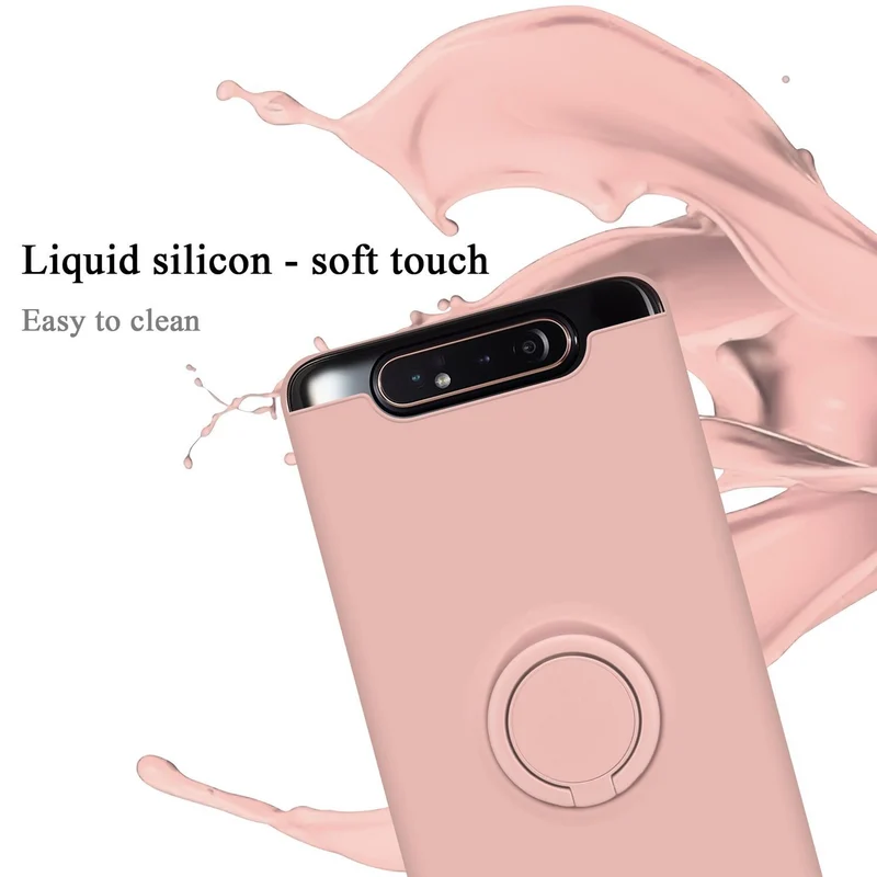 Cadorabo Hülle kompatibel mit Samsung Galaxy A80 / A90 4G Schutzhülle aus flexiblem TPU Silikon mit Ring