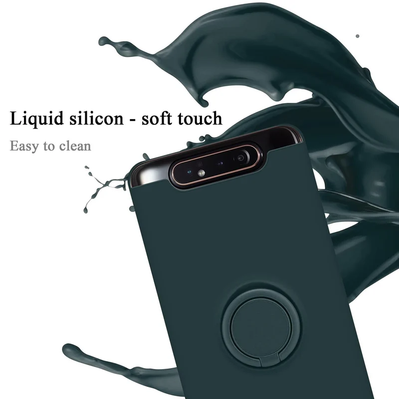 Cadorabo Hülle kompatibel mit Samsung Galaxy A80 / A90 4G Schutzhülle aus flexiblem TPU Silikon mit Ring