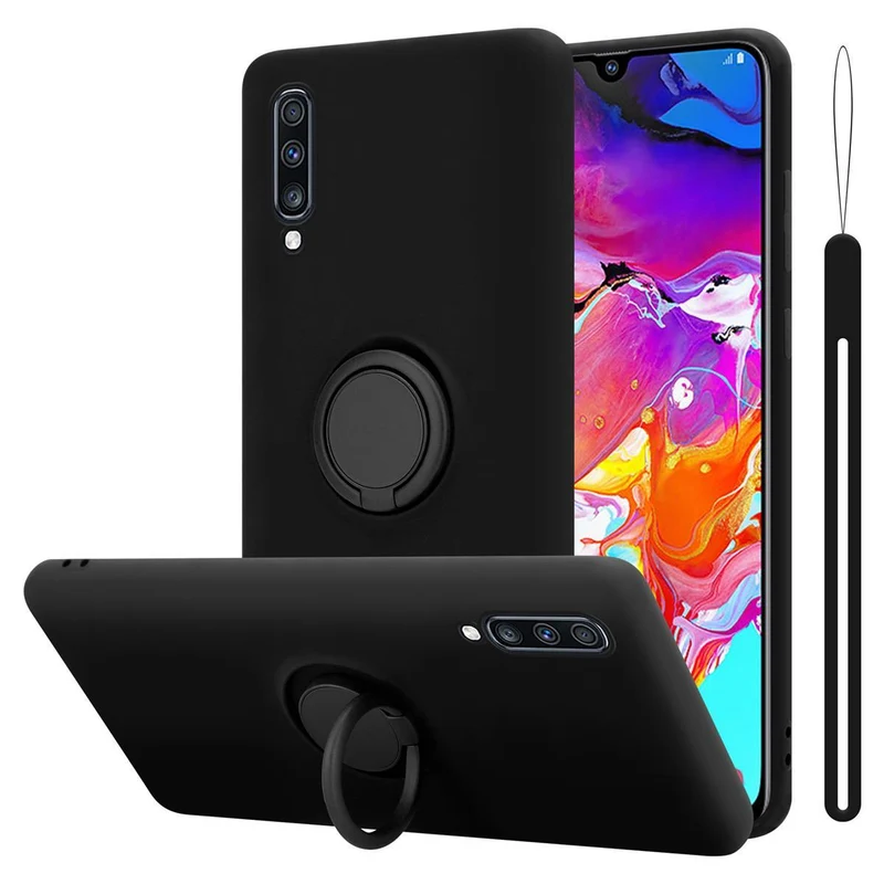 Cadorabo Hülle kompatibel mit Samsung Galaxy A70 / A70s Schutzhülle aus flexiblem TPU Silikon mit Ring