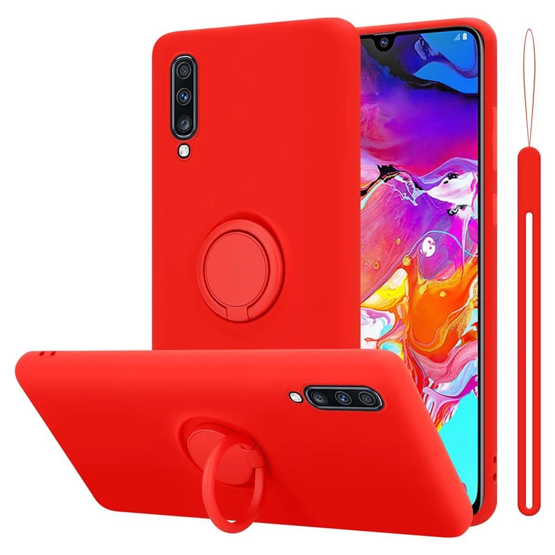 Cadorabo Hülle kompatibel mit Samsung Galaxy A70 / A70s Schutzhülle aus flexiblem TPU Silikon mit Ring