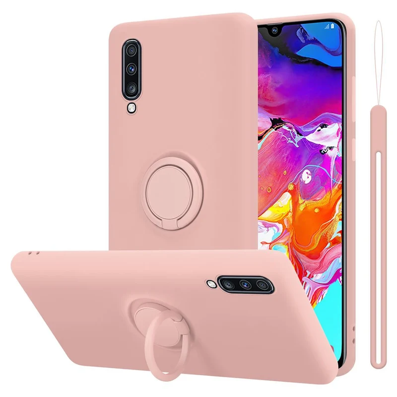 Cadorabo Hülle kompatibel mit Samsung Galaxy A70 / A70s Schutzhülle aus flexiblem TPU Silikon mit Ring