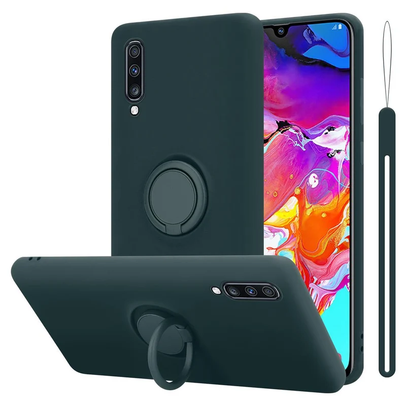 Cadorabo Hülle kompatibel mit Samsung Galaxy A70 / A70s Schutzhülle aus flexiblem TPU Silikon mit Ring