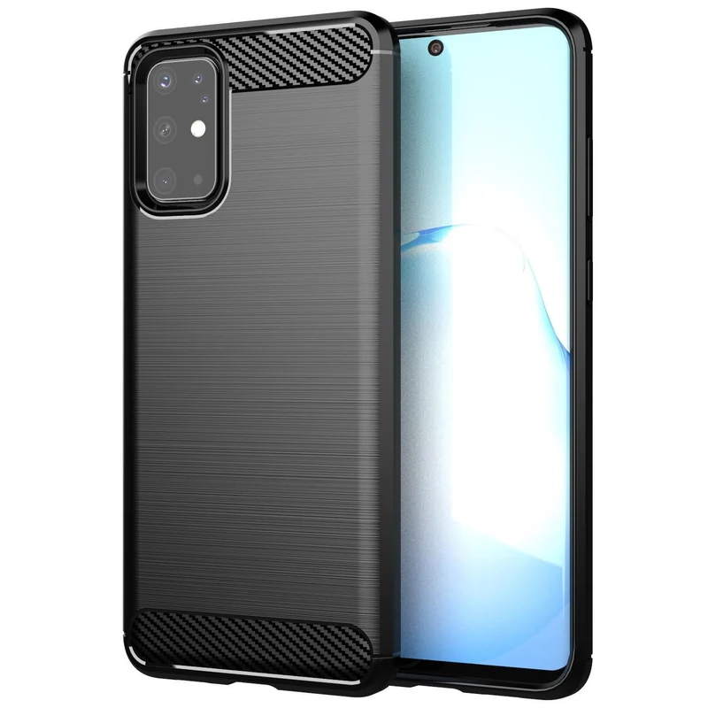 Cadorabo Hülle für Samsung Galaxy S20 Schutzhülle aus flexiblem TPU Silikon in Edelstahl-Karbonfaser Optik