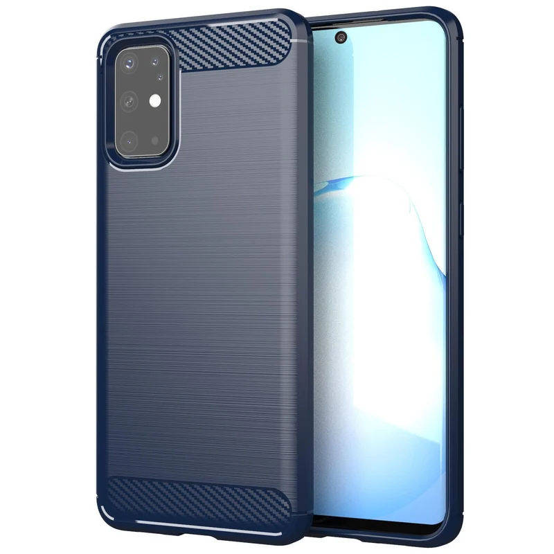 Cadorabo Hülle für Samsung Galaxy S20 Schutzhülle aus flexiblem TPU Silikon in Edelstahl-Karbonfaser Optik