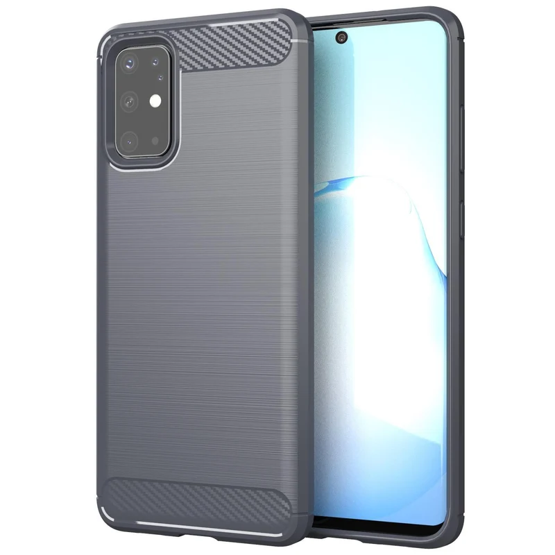 Cadorabo Hülle für Samsung Galaxy S20 Schutzhülle aus flexiblem TPU Silikon in Edelstahl-Karbonfaser Optik