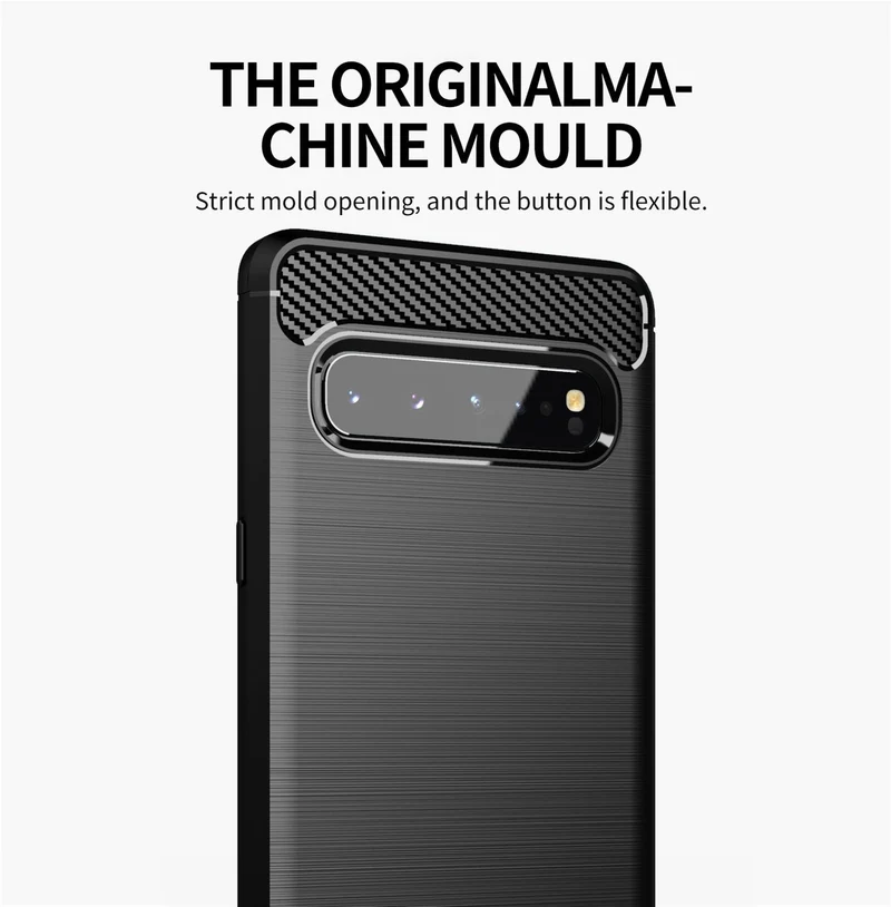 Cadorabo Hülle für Samsung Galaxy S10 5G Schutzhülle aus flexiblem TPU Silikon in Edelstahl-Karbonfaser Optik