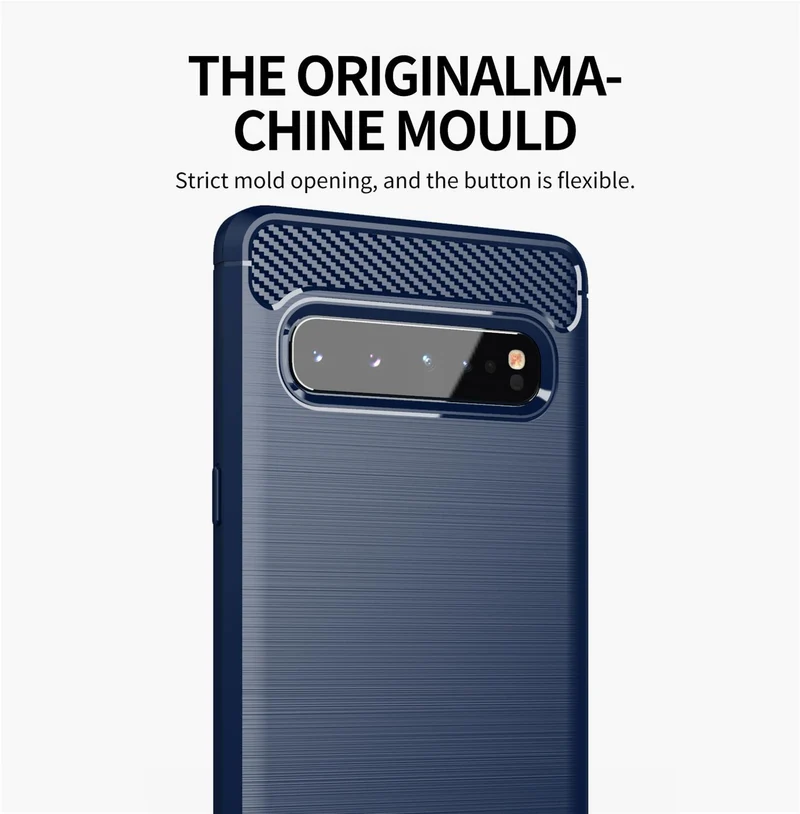 Cadorabo Hülle für Samsung Galaxy S10 5G Schutzhülle aus flexiblem TPU Silikon in Edelstahl-Karbonfaser Optik