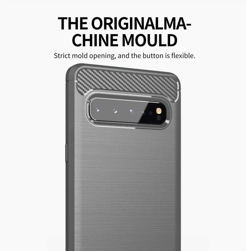 Cadorabo Hülle für Samsung Galaxy S10 5G Schutzhülle aus flexiblem TPU Silikon in Edelstahl-Karbonfaser Optik