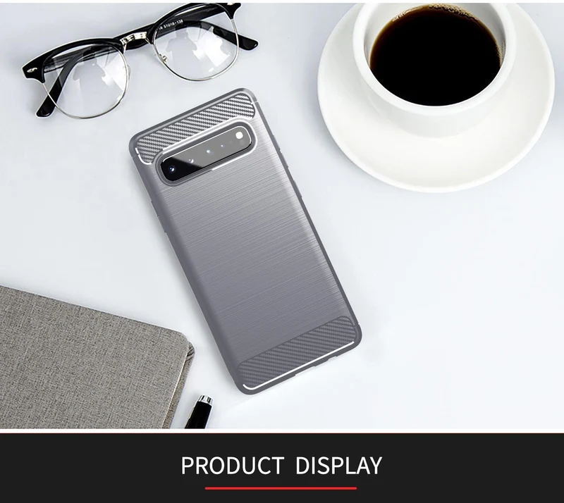 Cadorabo Hülle für Samsung Galaxy S10 5G Schutzhülle aus flexiblem TPU Silikon in Edelstahl-Karbonfaser Optik