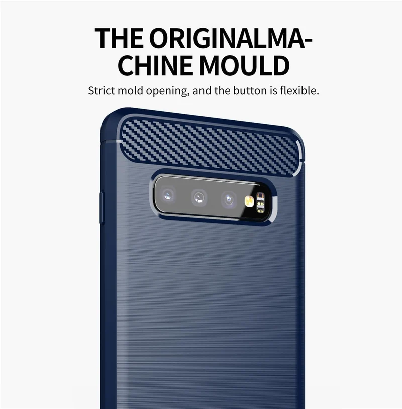Cadorabo Hülle für Samsung Galaxy S10 4G Schutzhülle aus flexiblem TPU Silikon in Edelstahl-Karbonfaser Optik