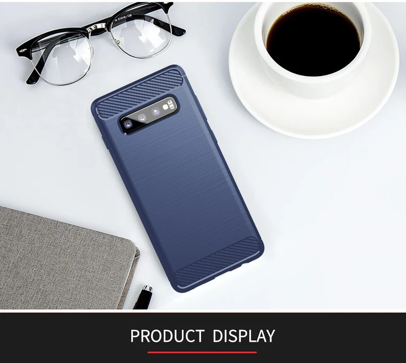Cadorabo Hülle für Samsung Galaxy S10 4G Schutzhülle aus flexiblem TPU Silikon in Edelstahl-Karbonfaser Optik