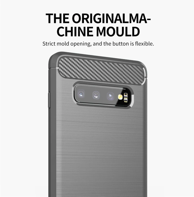 Cadorabo Hülle für Samsung Galaxy S10 4G Schutzhülle aus flexiblem TPU Silikon in Edelstahl-Karbonfaser Optik