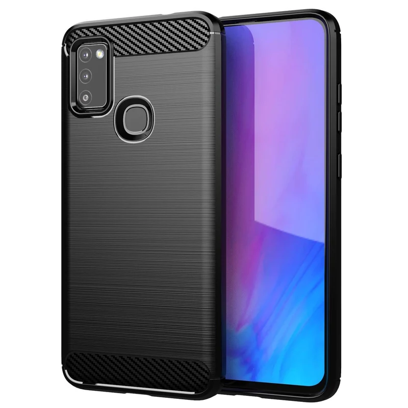 Cadorabo Hülle für Samsung Galaxy M51 Schutzhülle aus flexiblem TPU Silikon in Edelstahl-Karbonfaser Optik