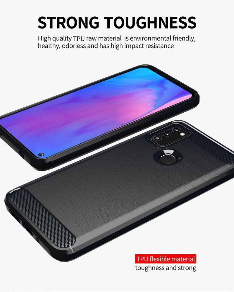 Cadorabo Hülle für Samsung Galaxy M51 Schutzhülle aus flexiblem TPU Silikon in Edelstahl-Karbonfaser Optik
