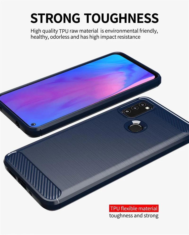 Cadorabo Hülle für Samsung Galaxy M51 Schutzhülle aus flexiblem TPU Silikon in Edelstahl-Karbonfaser Optik