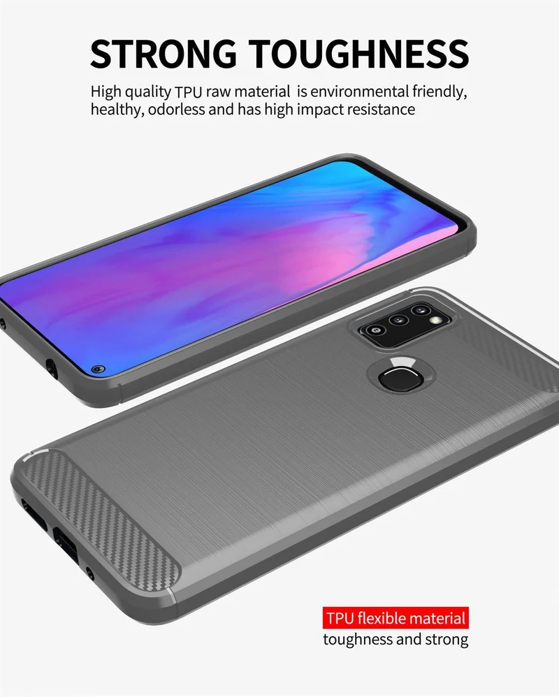 Cadorabo Hülle für Samsung Galaxy M51 Schutzhülle aus flexiblem TPU Silikon in Edelstahl-Karbonfaser Optik