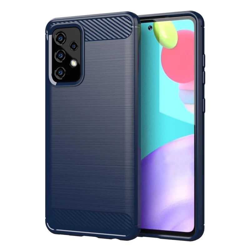 Cadorabo Hülle für Samsung Galaxy A72 4G / 5G Schutzhülle aus flexiblem TPU Silikon in Edelstahl-Karbonfaser Optik