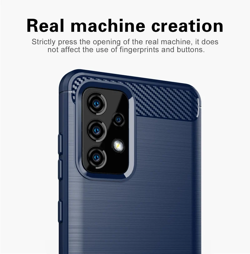 Cadorabo Hülle für Samsung Galaxy A72 4G / 5G Schutzhülle aus flexiblem TPU Silikon in Edelstahl-Karbonfaser Optik