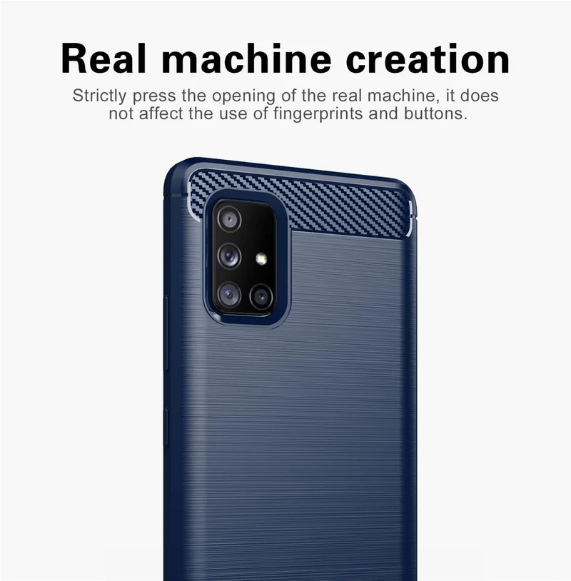 Cadorabo Hülle für Samsung Galaxy A71 5G Schutzhülle aus flexiblem TPU Silikon in Edelstahl-Karbonfaser Optik