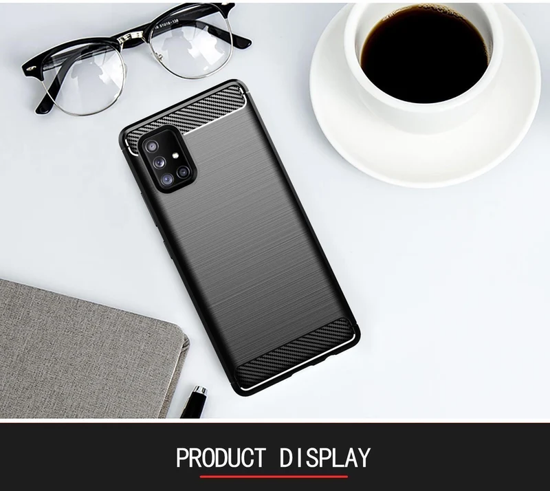 Cadorabo Hülle für Samsung Galaxy A71 4G Schutzhülle aus flexiblem TPU Silikon in Edelstahl-Karbonfaser Optik