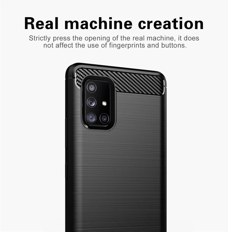 Cadorabo Hülle für Samsung Galaxy A71 4G Schutzhülle aus flexiblem TPU Silikon in Edelstahl-Karbonfaser Optik