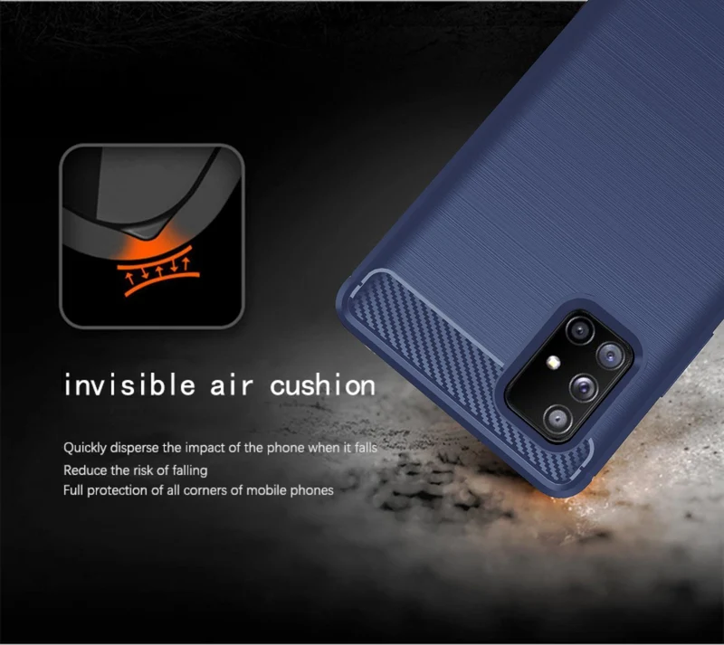 Cadorabo Hülle für Samsung Galaxy A71 4G Schutzhülle aus flexiblem TPU Silikon in Edelstahl-Karbonfaser Optik