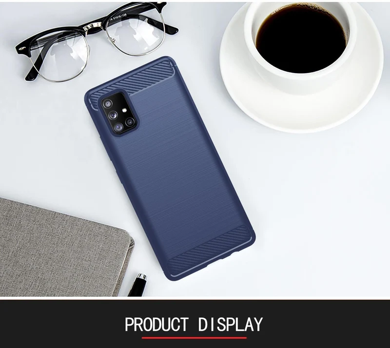 Cadorabo Hülle für Samsung Galaxy A71 4G Schutzhülle aus flexiblem TPU Silikon in Edelstahl-Karbonfaser Optik