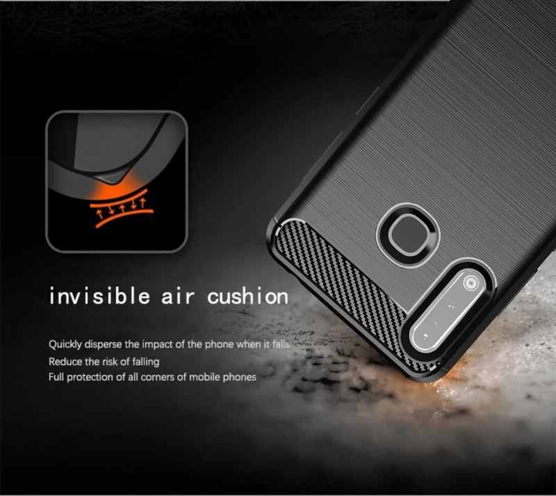 Cadorabo Hülle für Samsung Galaxy A70e Schutzhülle aus flexiblem TPU Silikon in Edelstahl-Karbonfaser Optik