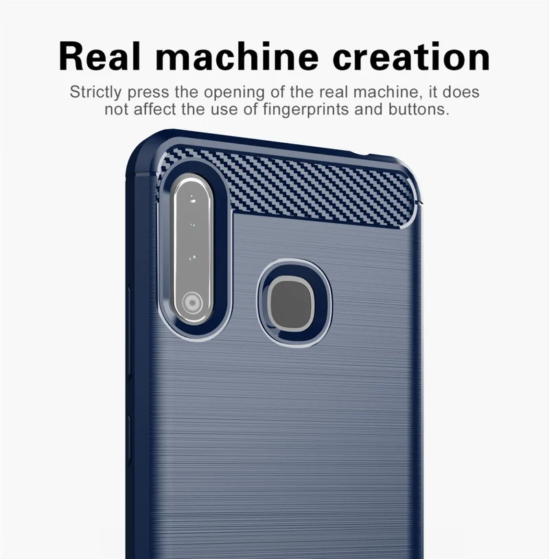 Cadorabo Hülle für Samsung Galaxy A70e Schutzhülle aus flexiblem TPU Silikon in Edelstahl-Karbonfaser Optik