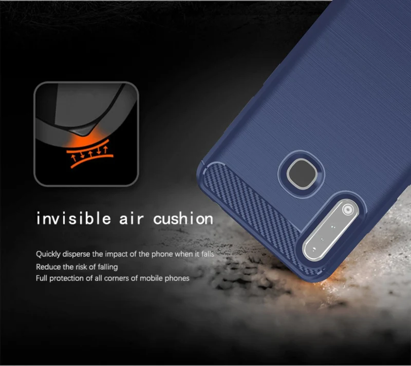 Cadorabo Hülle für Samsung Galaxy A70e Schutzhülle aus flexiblem TPU Silikon in Edelstahl-Karbonfaser Optik