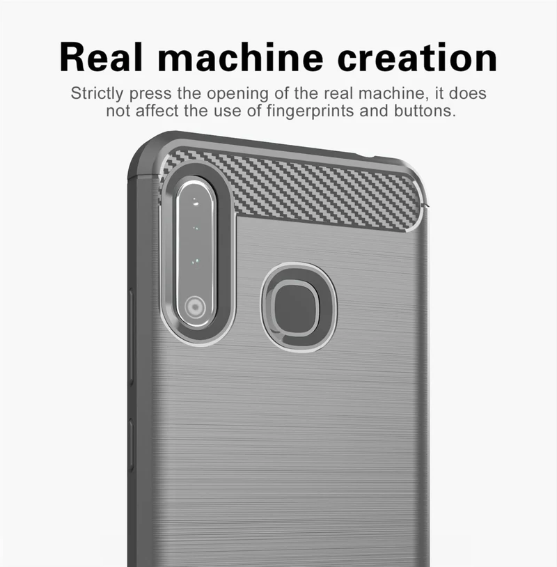 Cadorabo Hülle für Samsung Galaxy A70e Schutzhülle aus flexiblem TPU Silikon in Edelstahl-Karbonfaser Optik