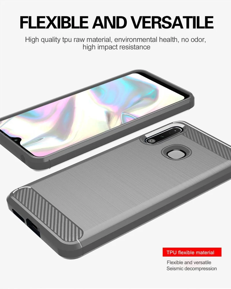 Cadorabo Hülle für Samsung Galaxy A70e Schutzhülle aus flexiblem TPU Silikon in Edelstahl-Karbonfaser Optik