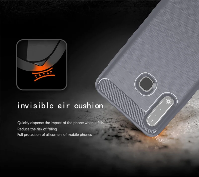 Cadorabo Hülle für Samsung Galaxy A70e Schutzhülle aus flexiblem TPU Silikon in Edelstahl-Karbonfaser Optik