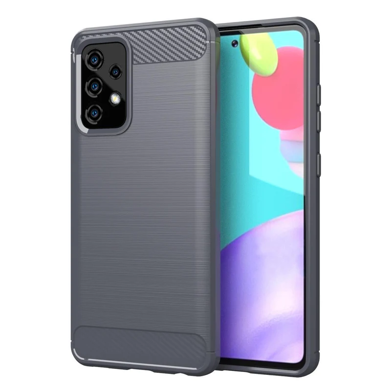 Cadorabo Hülle für Samsung Galaxy A52 (4G / 5G) / A52s Schutzhülle aus flexiblem TPU Silikon in Edelstahl-Karbonfaser Optik