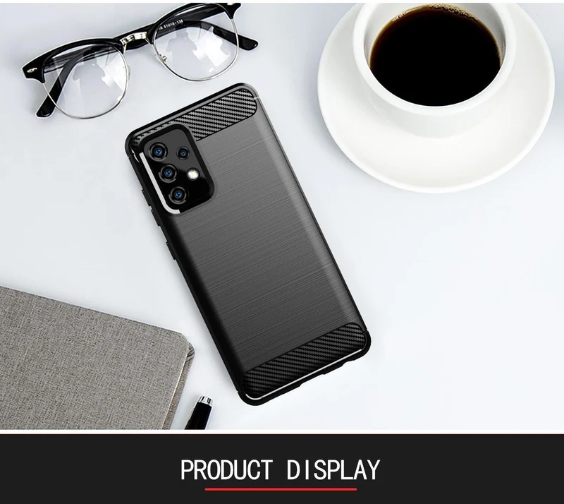 Cadorabo Hülle für Samsung Galaxy A52 (4G / 5G) / A52s Schutzhülle aus flexiblem TPU Silikon in Edelstahl-Karbonfaser Optik