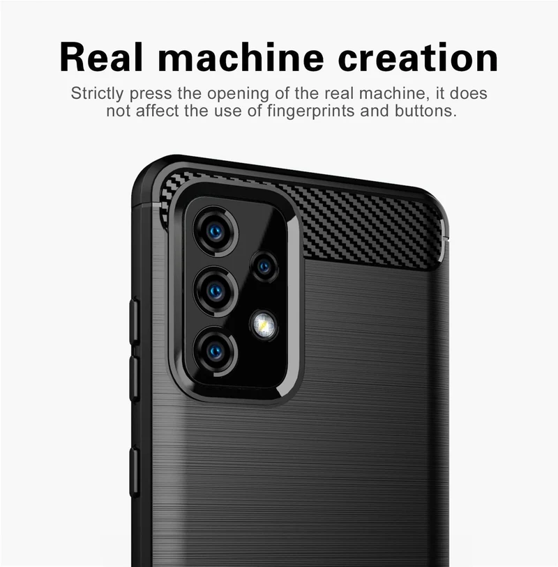 Cadorabo Hülle für Samsung Galaxy A52 (4G / 5G) / A52s Schutzhülle aus flexiblem TPU Silikon in Edelstahl-Karbonfaser Optik