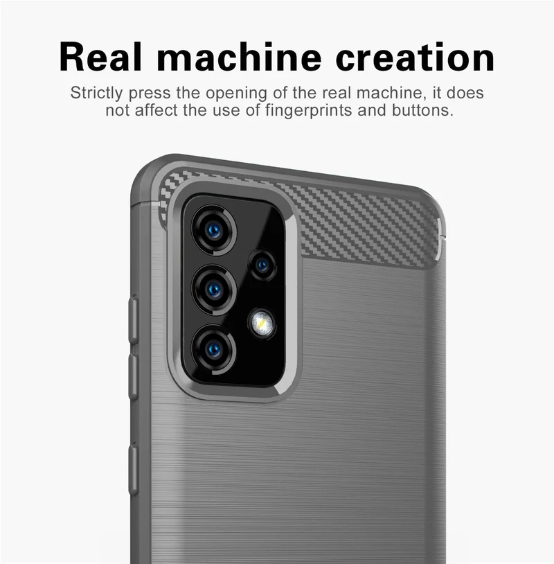 Cadorabo Hülle für Samsung Galaxy A52 (4G / 5G) / A52s Schutzhülle aus flexiblem TPU Silikon in Edelstahl-Karbonfaser Optik