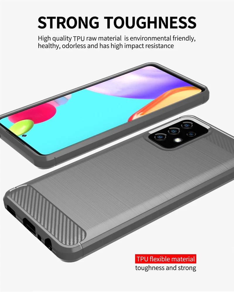 Cadorabo Hülle für Samsung Galaxy A52 (4G / 5G) / A52s Schutzhülle aus flexiblem TPU Silikon in Edelstahl-Karbonfaser Optik
