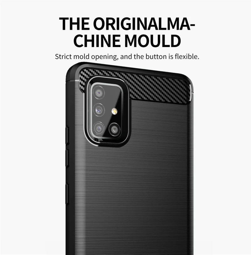 Cadorabo Hülle für Samsung Galaxy A51 4G / M40s Schutzhülle aus flexiblem TPU Silikon in Edelstahl-Karbonfaser Optik