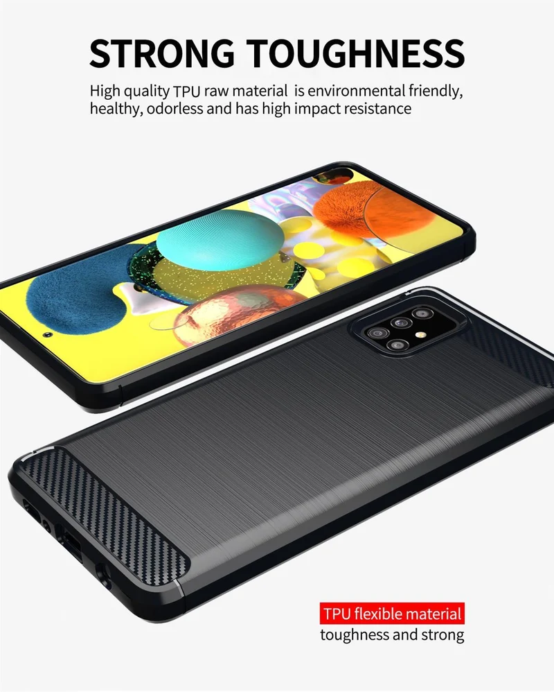 Cadorabo Hülle für Samsung Galaxy A51 4G / M40s Schutzhülle aus flexiblem TPU Silikon in Edelstahl-Karbonfaser Optik