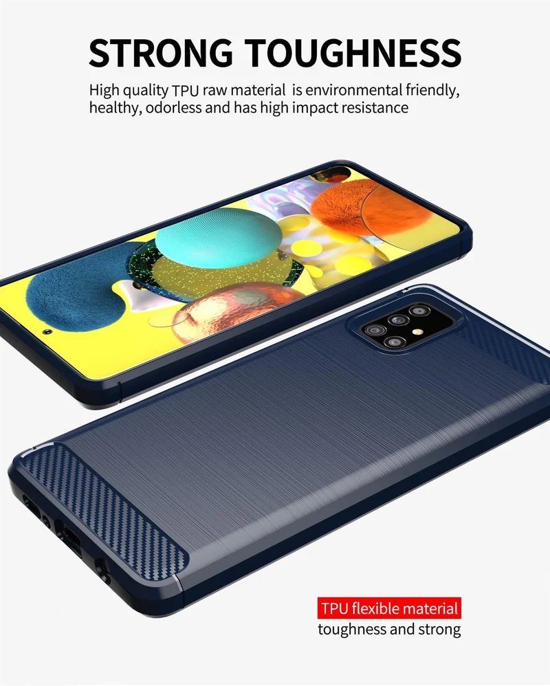 Cadorabo Hülle für Samsung Galaxy A51 4G / M40s Schutzhülle aus flexiblem TPU Silikon in Edelstahl-Karbonfaser Optik