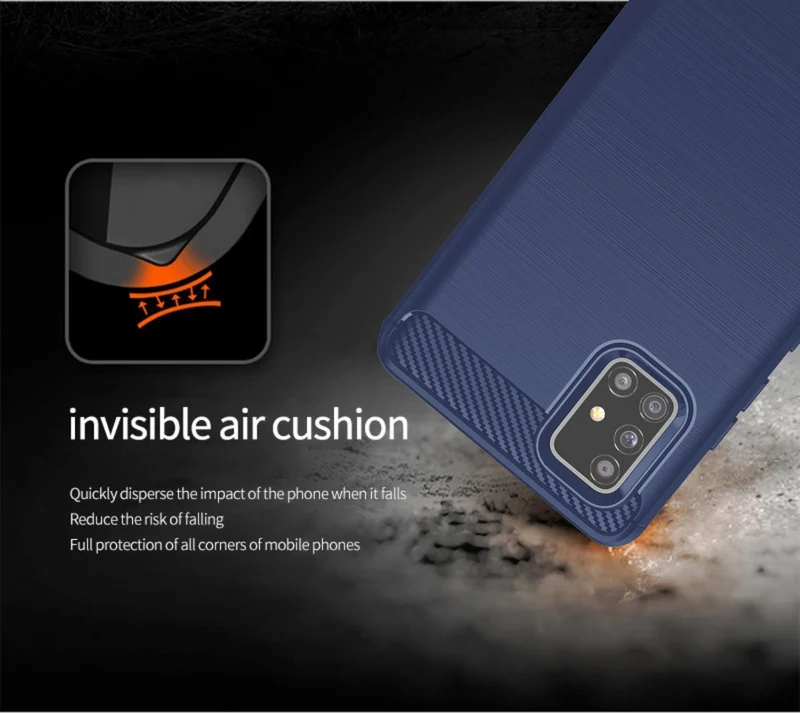 Cadorabo Hülle für Samsung Galaxy A51 4G / M40s Schutzhülle aus flexiblem TPU Silikon in Edelstahl-Karbonfaser Optik