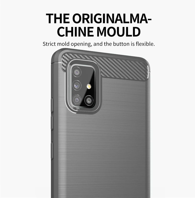 Cadorabo Hülle für Samsung Galaxy A51 4G / M40s Schutzhülle aus flexiblem TPU Silikon in Edelstahl-Karbonfaser Optik
