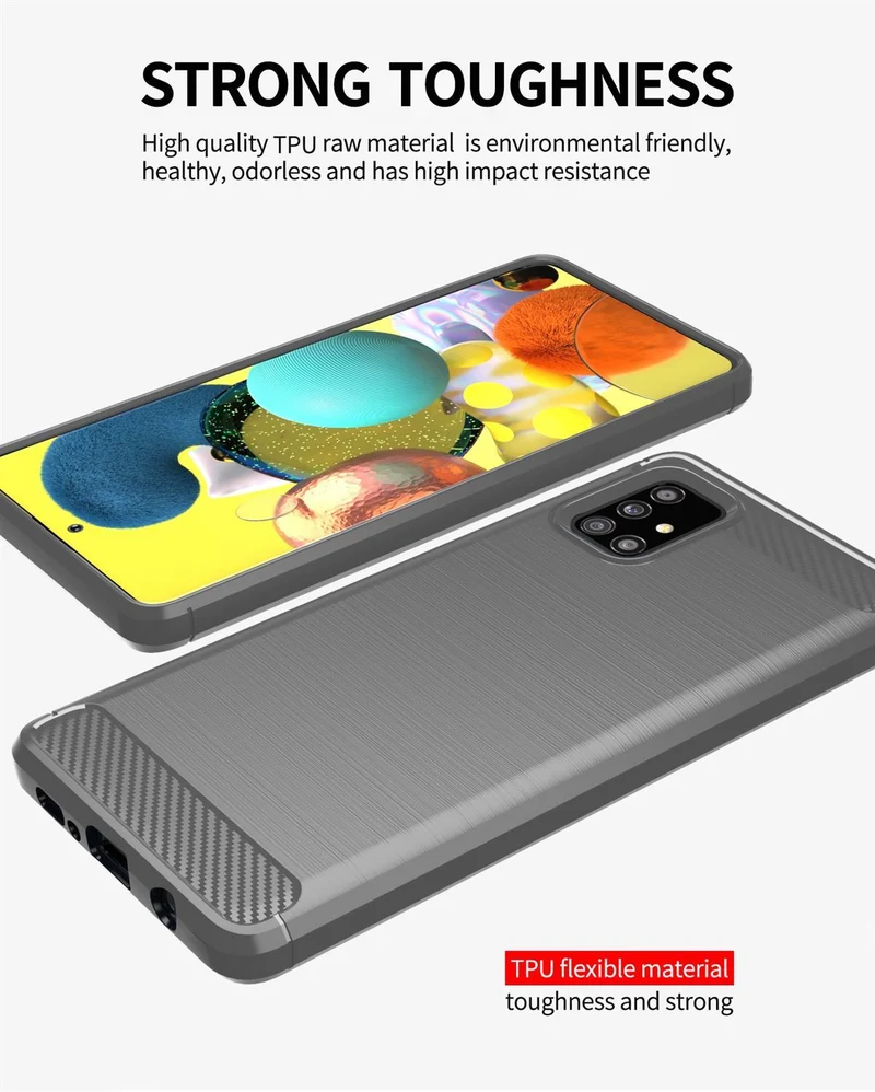 Cadorabo Hülle für Samsung Galaxy A51 4G / M40s Schutzhülle aus flexiblem TPU Silikon in Edelstahl-Karbonfaser Optik