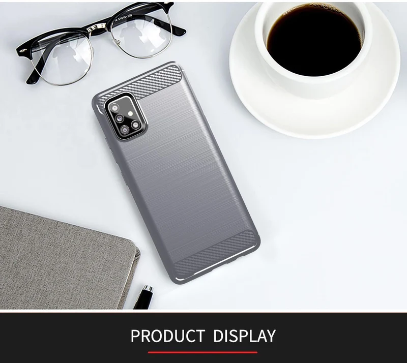 Cadorabo Hülle für Samsung Galaxy A51 4G / M40s Schutzhülle aus flexiblem TPU Silikon in Edelstahl-Karbonfaser Optik