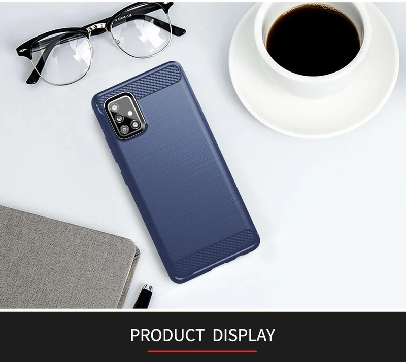 Cadorabo Hülle für Samsung Galaxy A51 5G Schutzhülle aus flexiblem TPU Silikon in Edelstahl-Karbonfaser Optik
